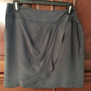 LOFT navy silk skirt